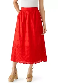 Petite Eyelet Midi Skirt