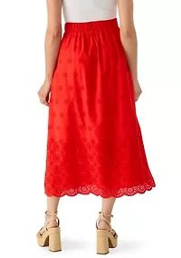 Petite Eyelet Midi Skirt