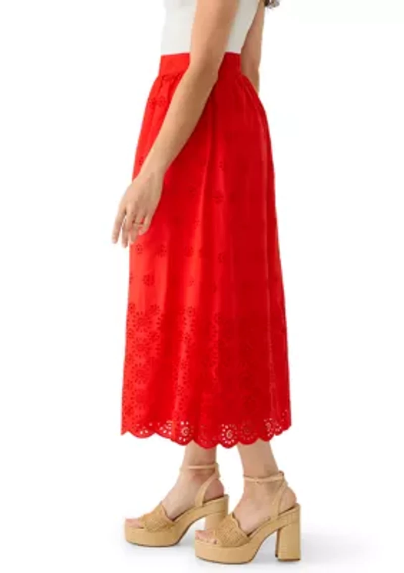 Petite Eyelet Midi Skirt