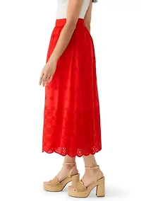 Petite Eyelet Midi Skirt