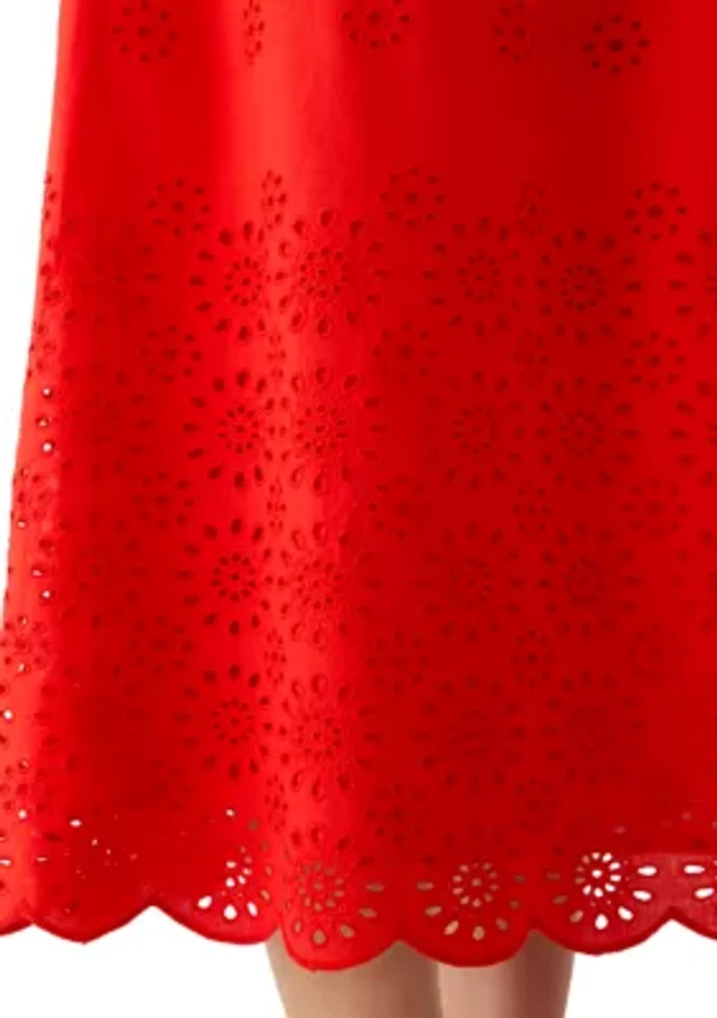 Petite Eyelet Midi Skirt