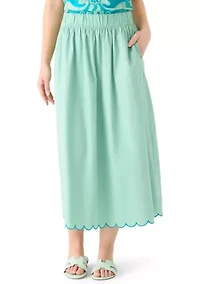 Petite Midi Embroidered Skirt