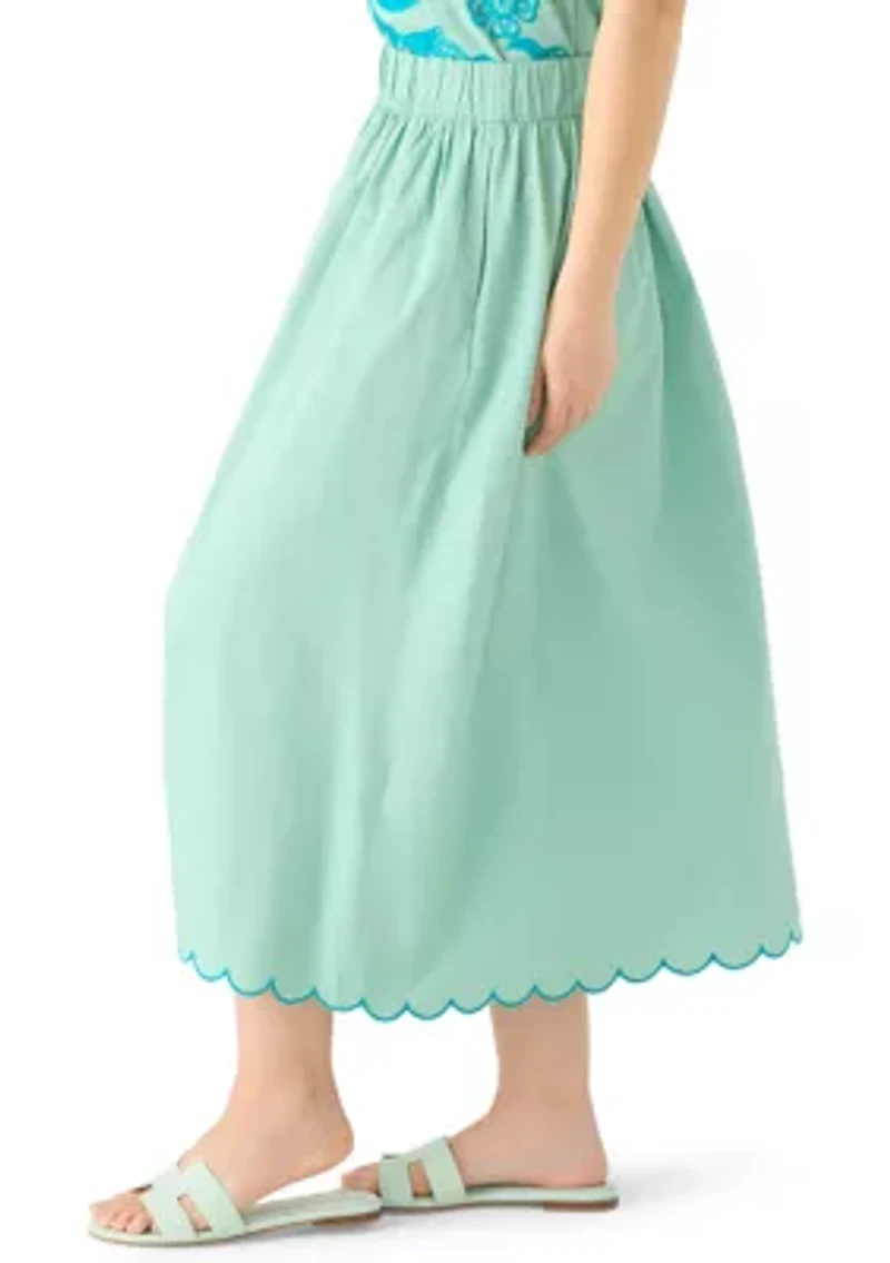 Petite Midi Embroidered Skirt