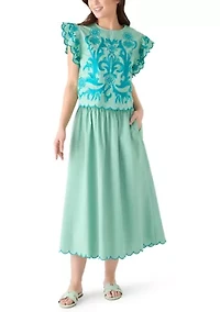 Petite Midi Embroidered Skirt