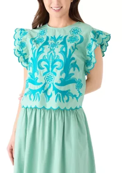 Petite Short Flutter Sleeve Top