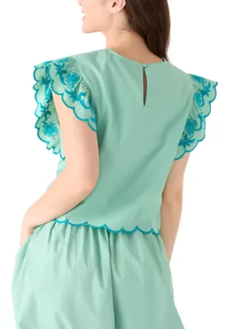 Petite Short Flutter Sleeve Top