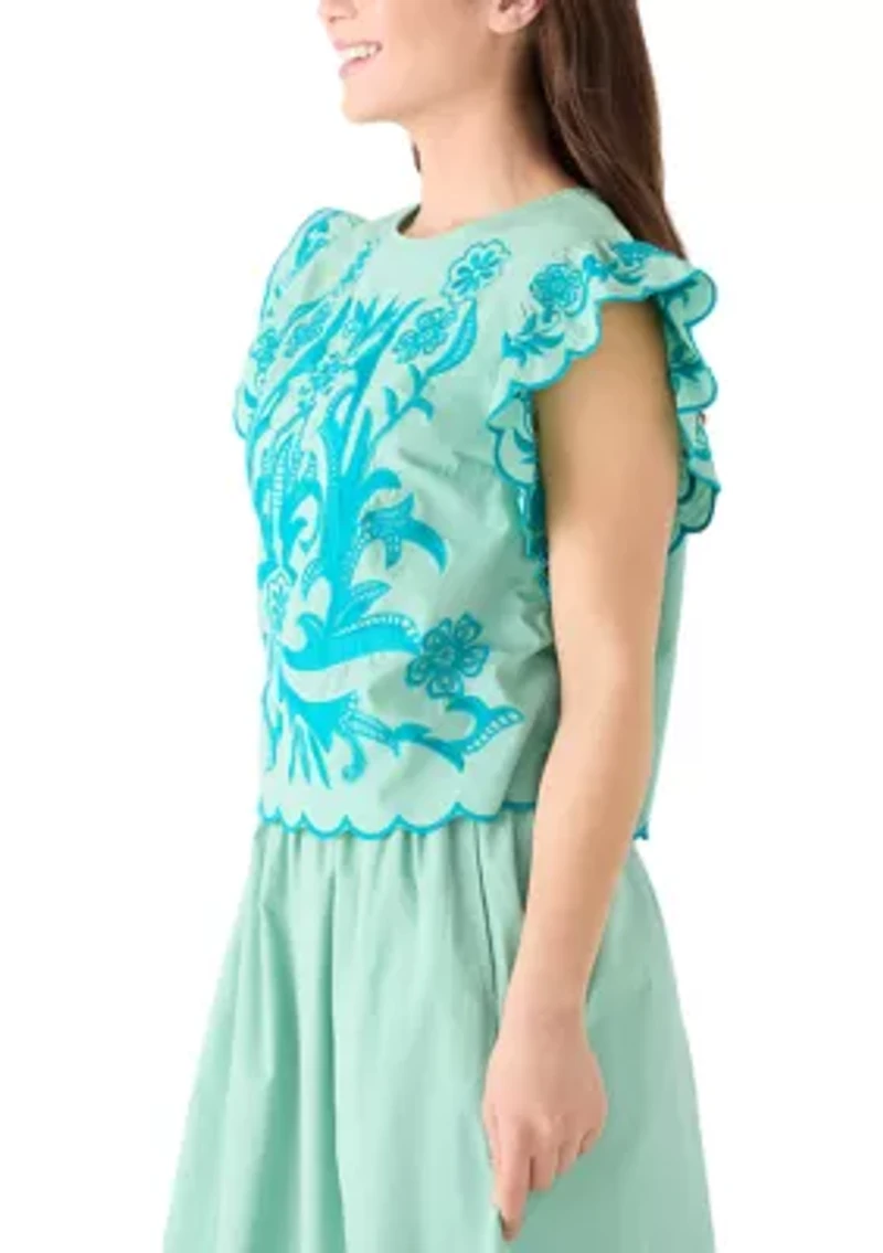 Petite Short Flutter Sleeve Top