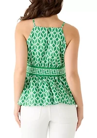 Petite Sleeveless Halter Neck Belted Top