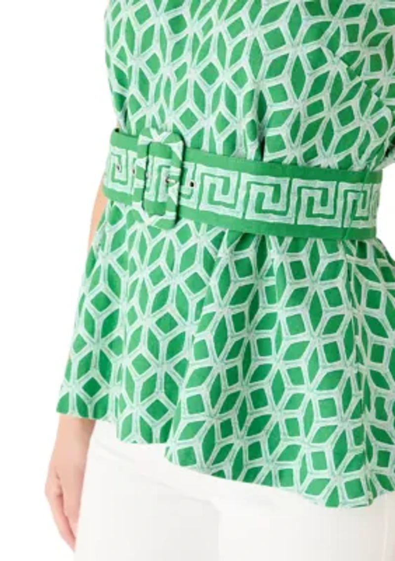 Petite Sleeveless Halter Neck Belted Top