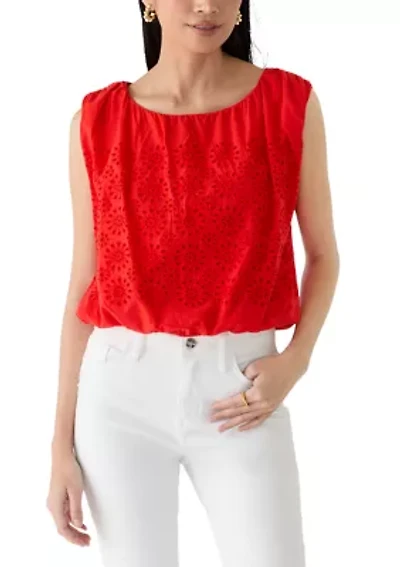 Petite Embroidered Eyelet Tank Top