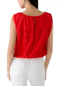Petite Embroidered Eyelet Tank Top