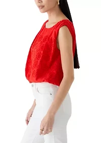 Petite Embroidered Eyelet Tank Top