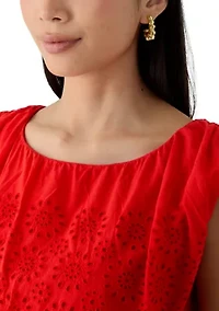 Petite Embroidered Eyelet Tank Top