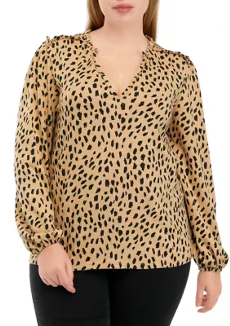 Plus Printed V-Neck Top