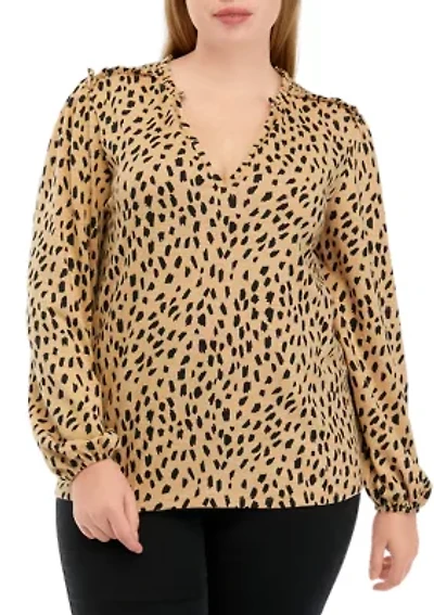 Plus Printed V-Neck Top