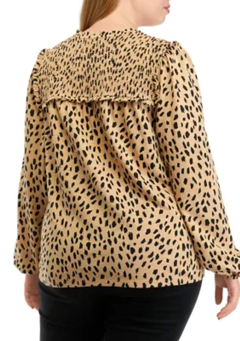 Plus Printed V-Neck Top
