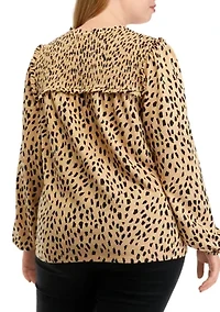 Plus Printed V-Neck Top