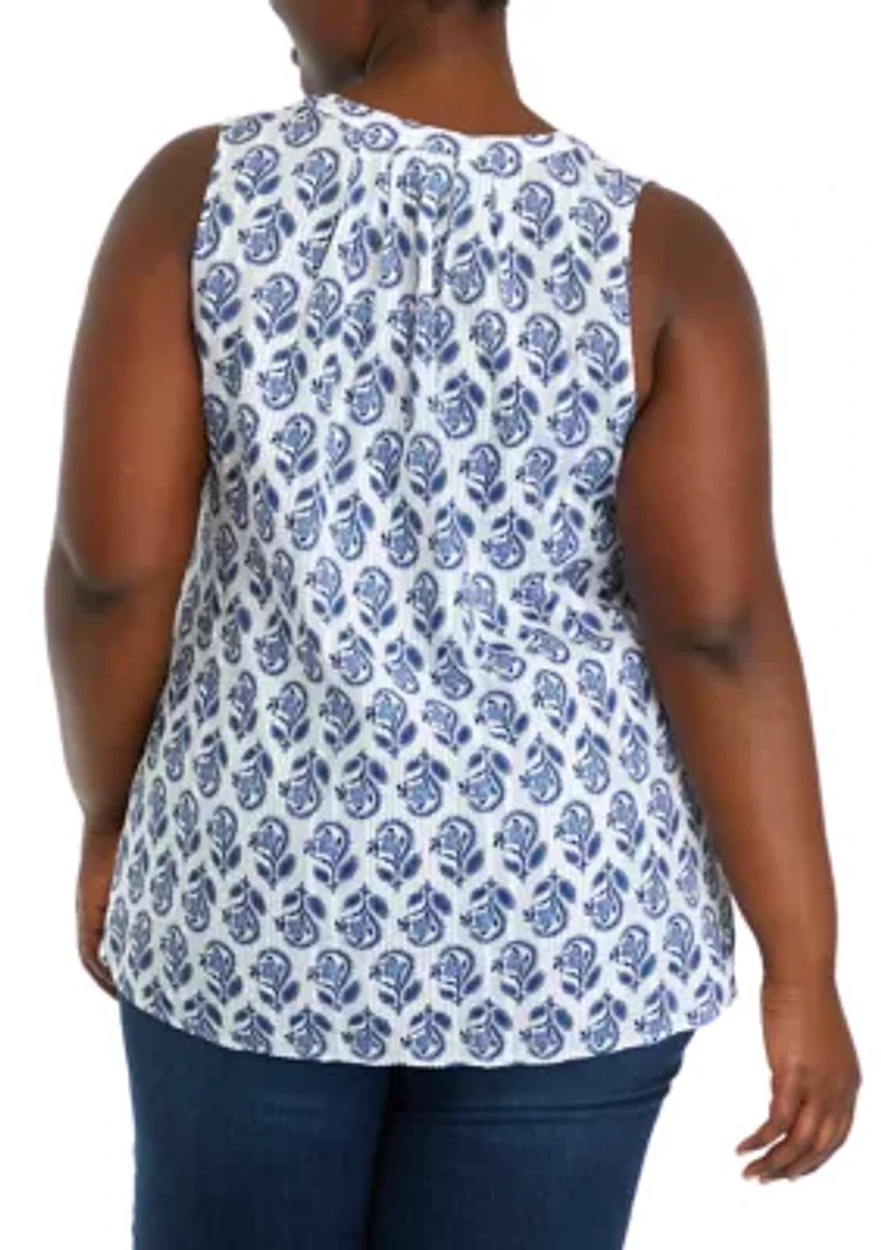 Plus Floral Printed Peasant Top