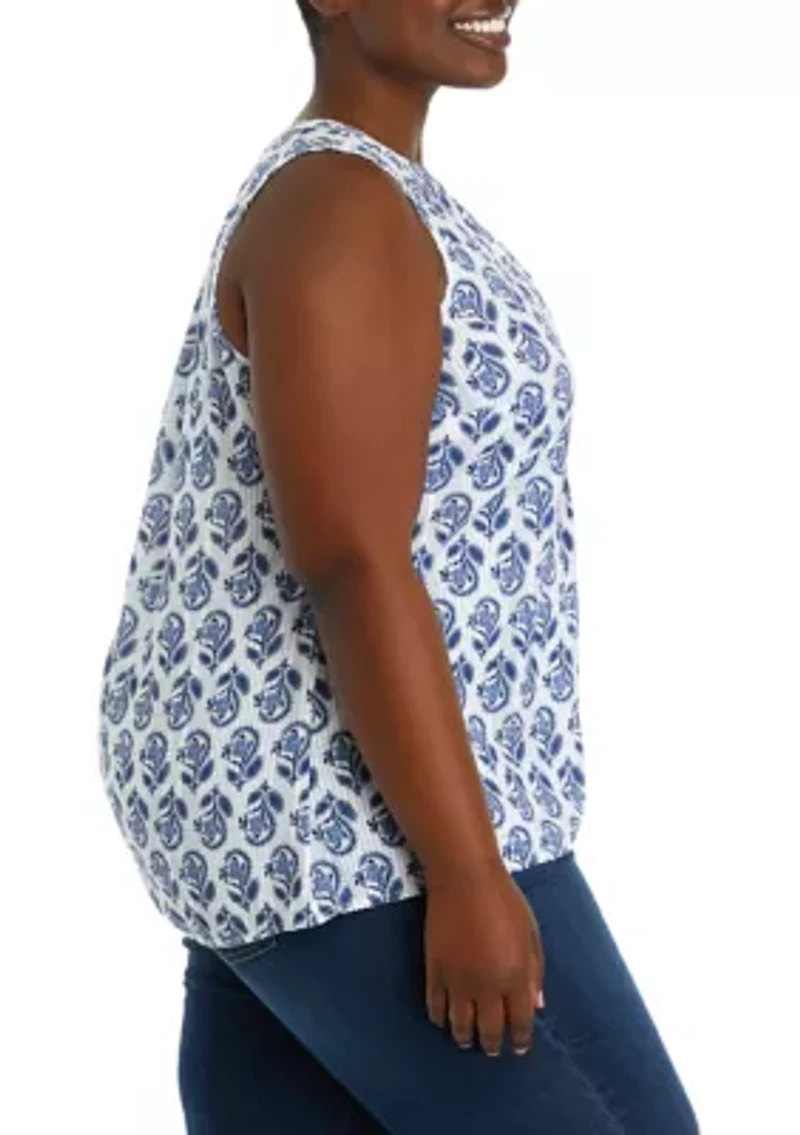 Plus Floral Printed Peasant Top