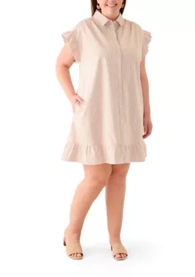 Plus Flutter Sleeve Peplum Dress