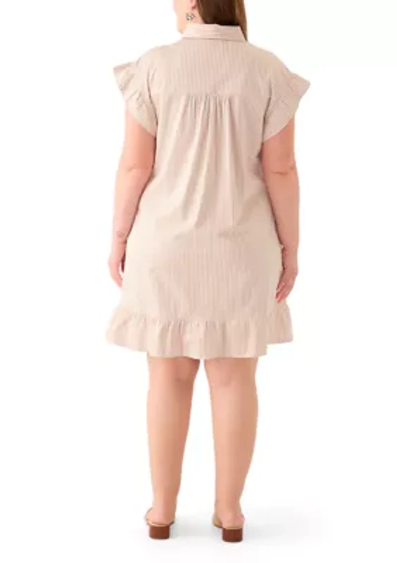 Plus Flutter Sleeve Peplum Dress