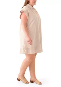 Plus Flutter Sleeve Peplum Dress