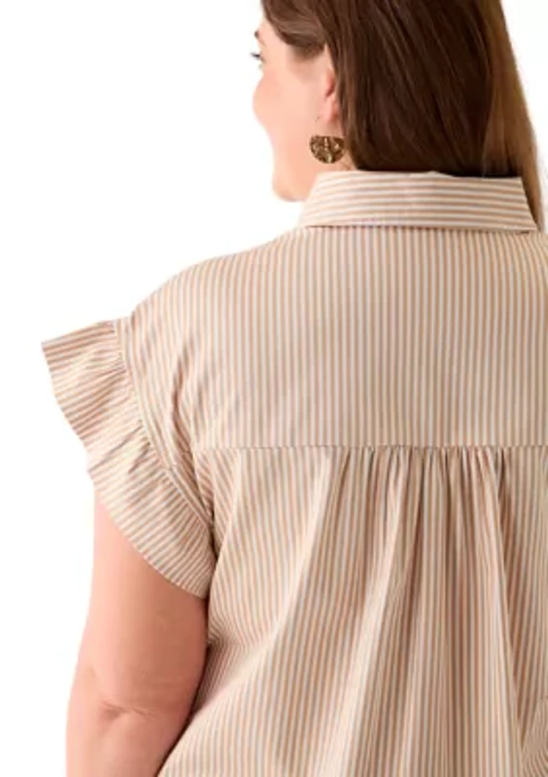 Plus Flutter Sleeve Peplum Dress