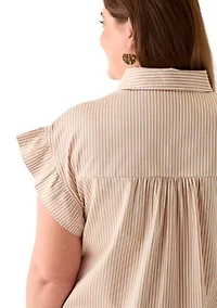 Plus Flutter Sleeve Peplum Dress