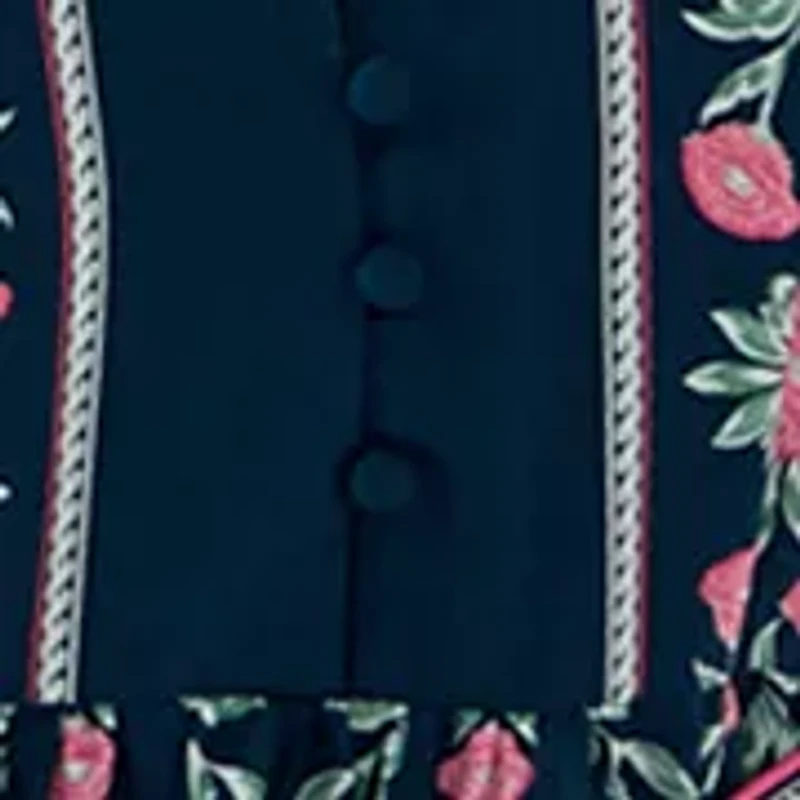Plus  Puff Sleeve Printed Midi Dress