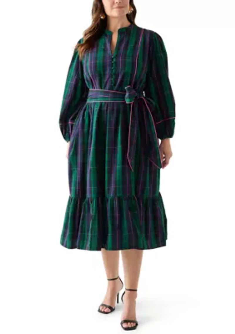 Plus Midi Split Neck Dress