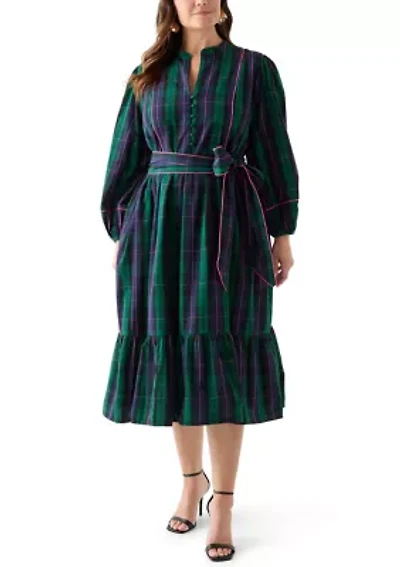 Plus Midi Split Neck Dress