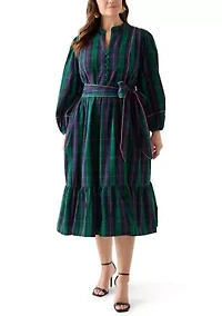 Plus Midi Split Neck Dress