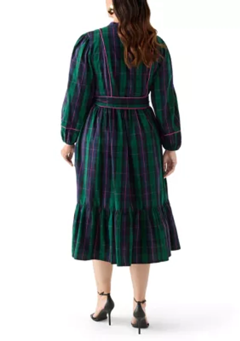 Plus Midi Split Neck Dress