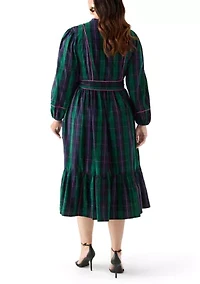 Plus Midi Split Neck Dress