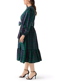 Plus Midi Split Neck Dress