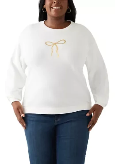 Plus Long Sleeve Embroidered Sweatshirt