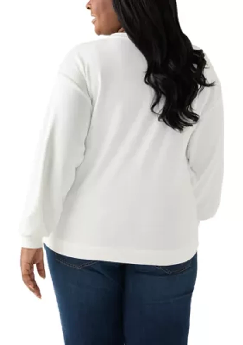 Plus Long Sleeve Embroidered Sweatshirt