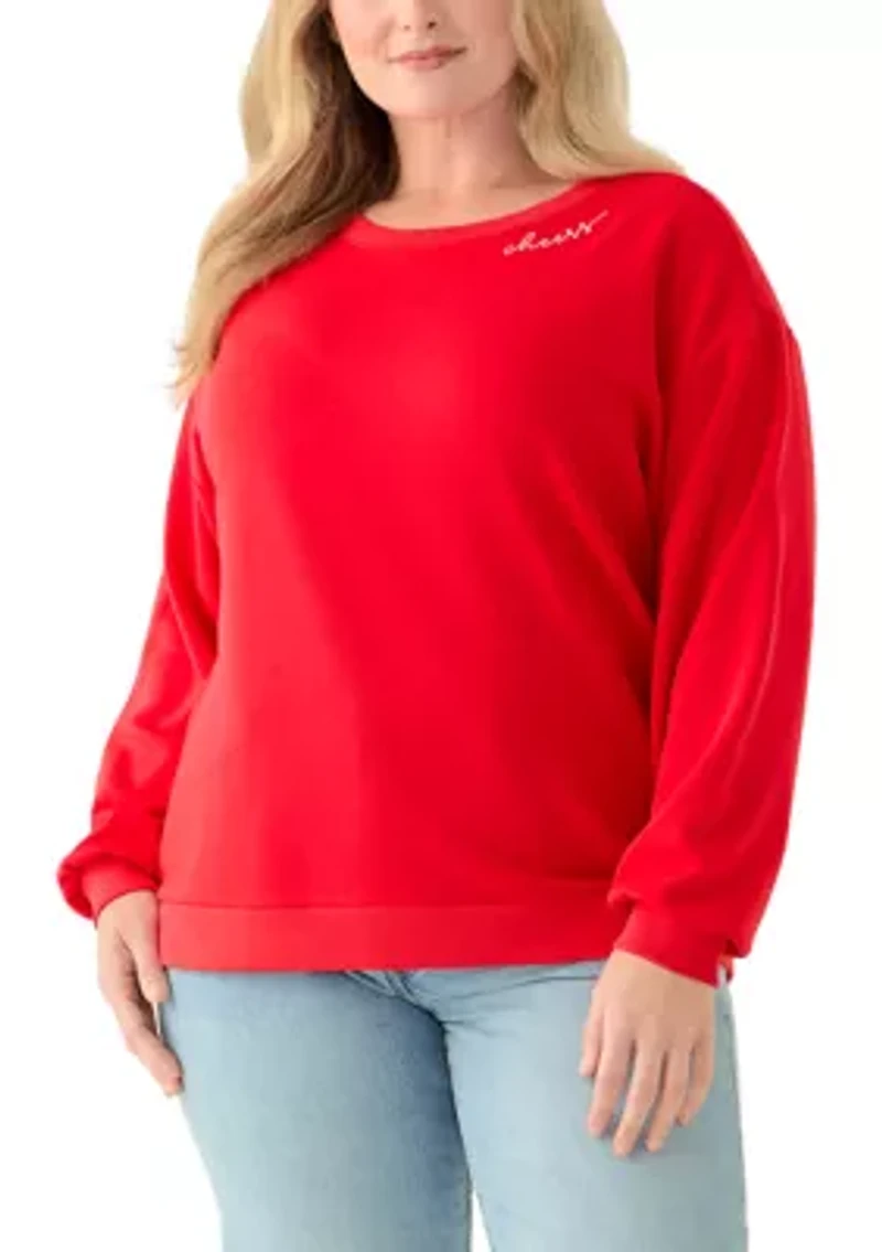 Plus Long Sleeve Embroidered Sweatshirt