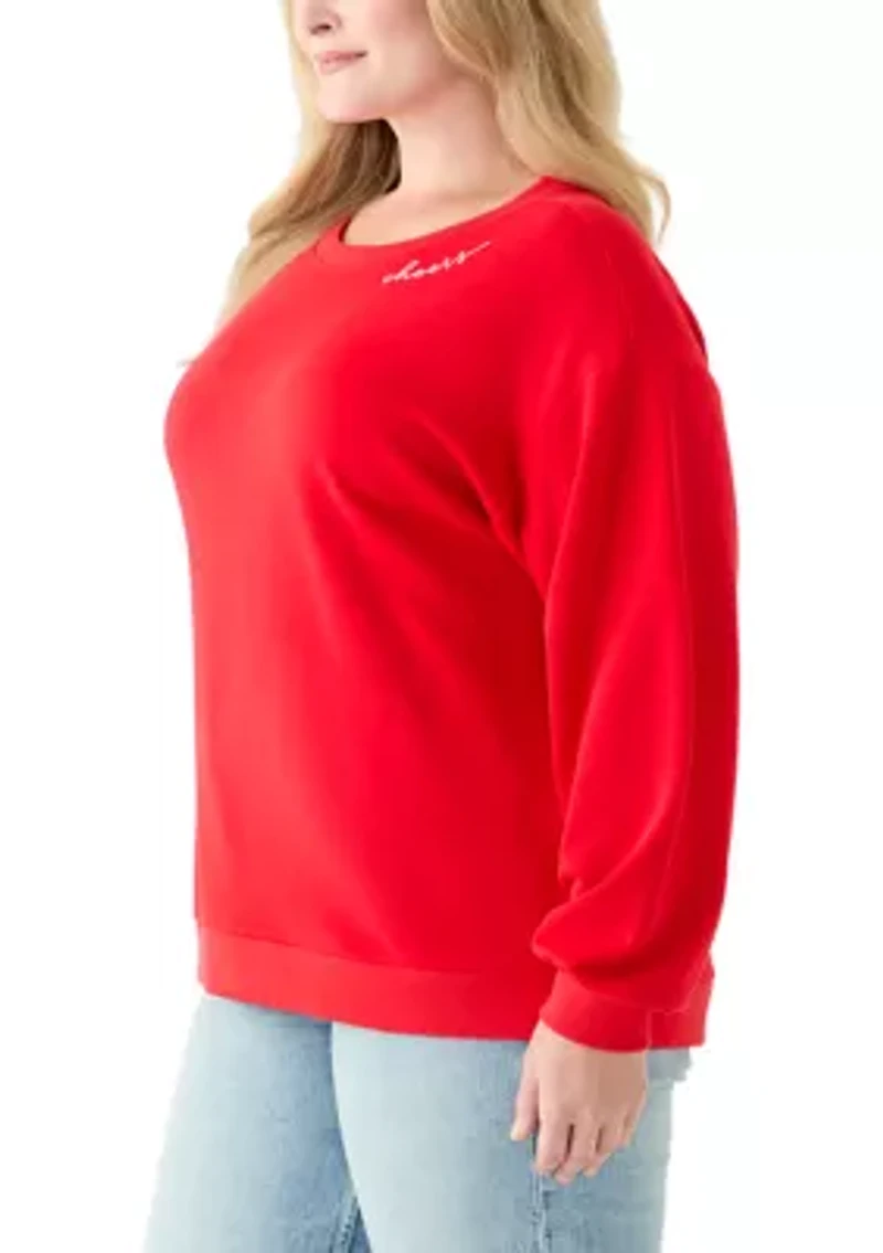 Plus Long Sleeve Embroidered Sweatshirt