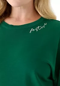 Plus Long Sleeve Embroidered Sweatshirt