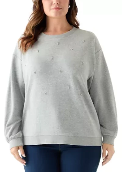 Plus Long Sleeve Embellished Sweatshirt