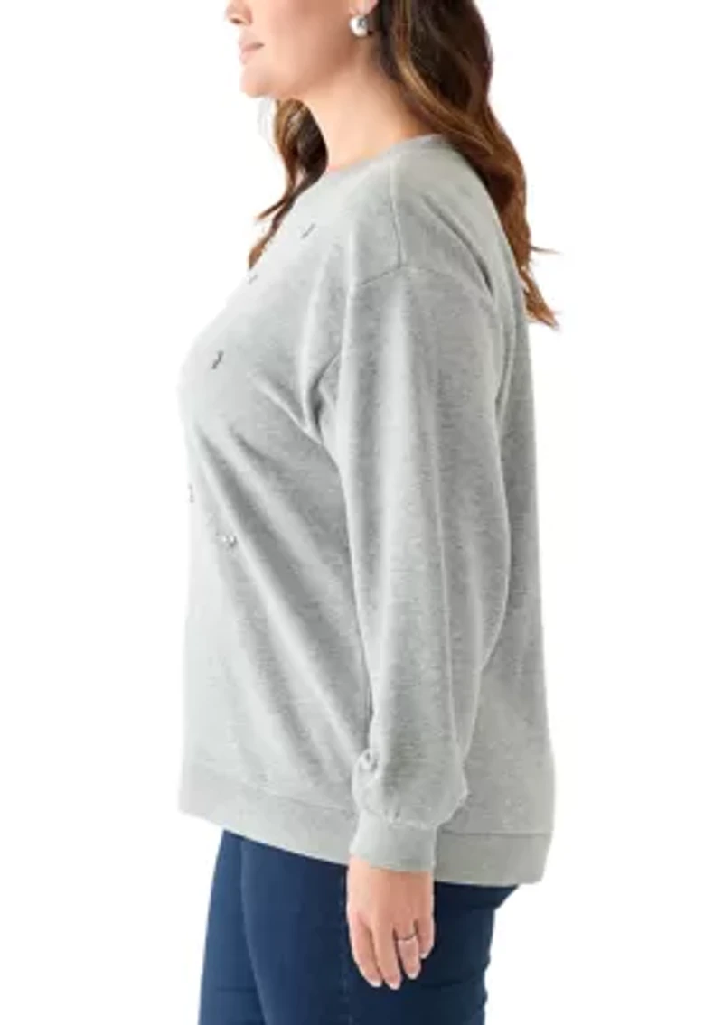 Plus Long Sleeve Embellished Sweatshirt