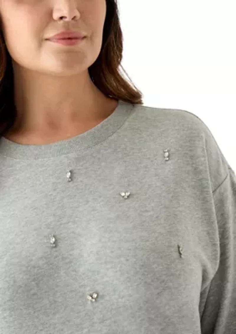Plus Long Sleeve Embellished Sweatshirt