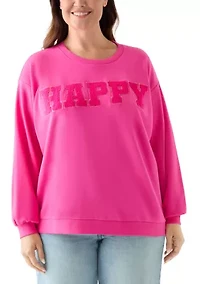 Plus Long Sleeve Patch Sweeper Sweatshirt