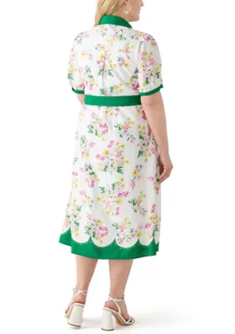 Plus Short Sleeve Belted Shirtdress