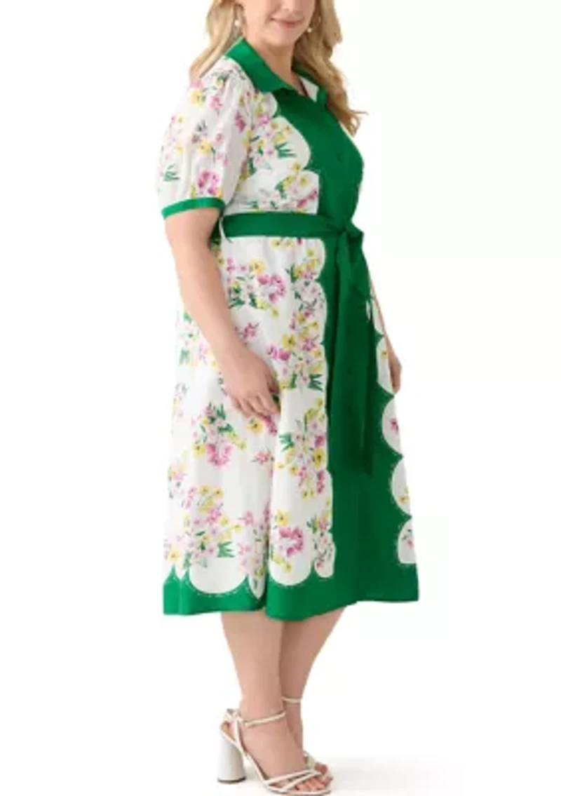 Plus Short Sleeve Belted Shirtdress