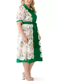 Plus Short Sleeve Belted Shirtdress