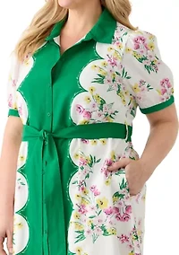 Plus Short Sleeve Belted Shirtdress