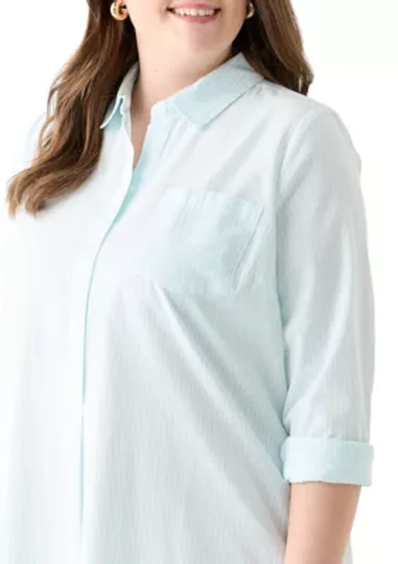 Plus Flounce Shirtdress