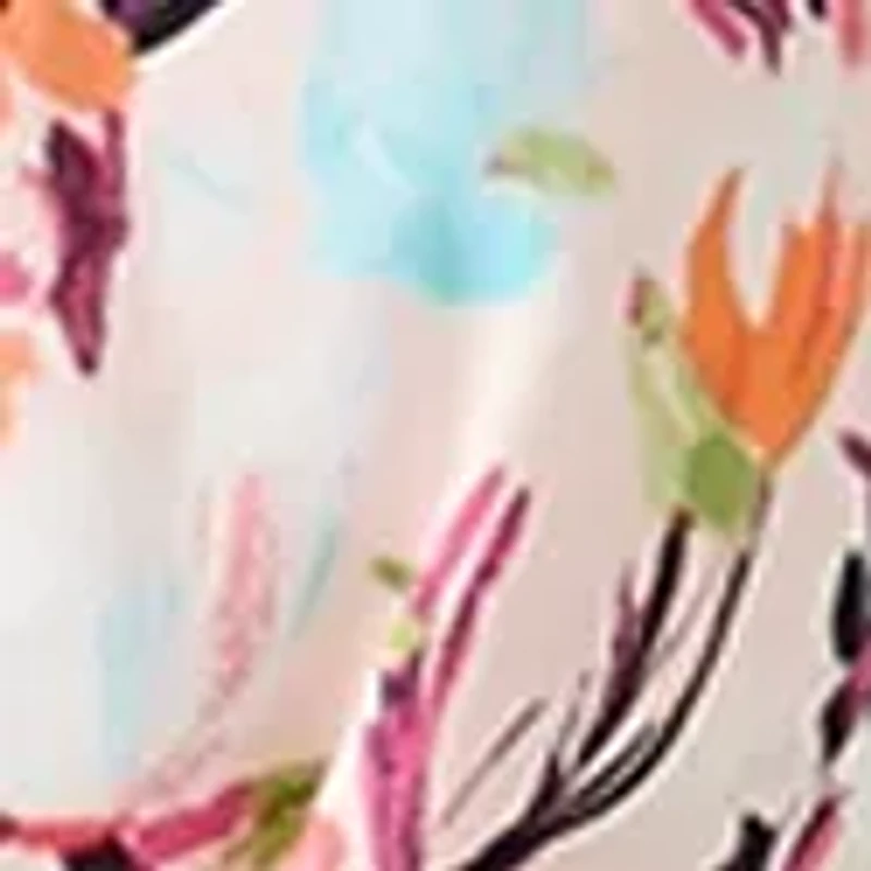 Plus Short Flutter Sleeve Printed Midi Dress